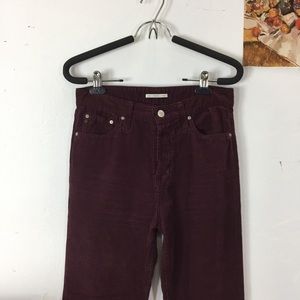 Alexa Chung high waist burgundy corduroy pants 27